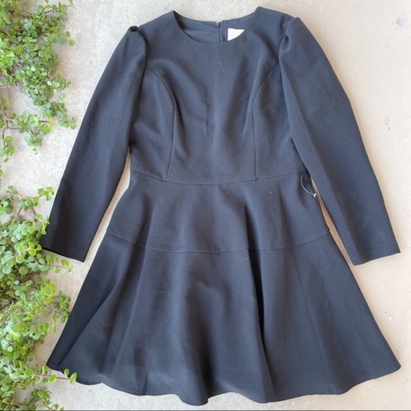Gal Meets Glam Dresses & Skirts - Gal Meets Glam Celeste Fit & Flare Long Sleeve Mini Dress in Black, Size 10